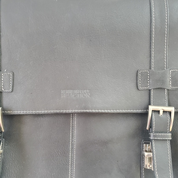 Like New Kenneth Cole Reaction Colombian Leather Flapover Laptop Bag - Brown - Picture 11 of 12